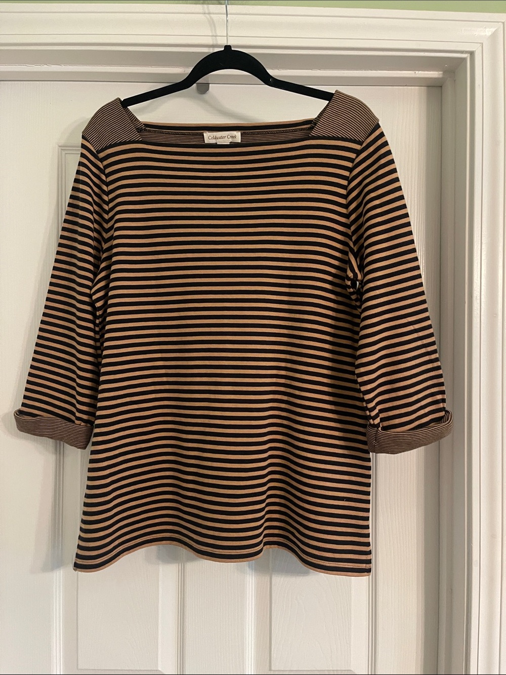 ColdWater Creek Boatneck Striped Sweater Top-Sz Large